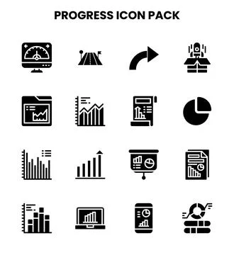 Progress Glyph Vector Icons Pack Stockillustratie