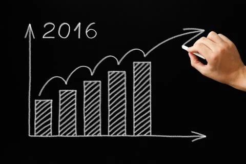Progress Graph 2016 Blackboard Stock Photos