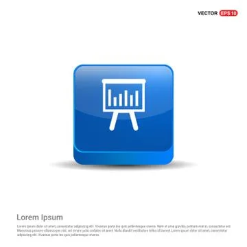 Progress graph icon - 3d Blue Button Stock Illustration