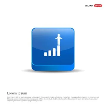 Progress graph icon - 3d Blue Button Stock Illustration