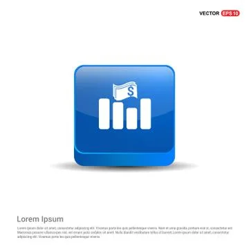 Progress Graph Icon - 3d Blue Button Stock Illustration