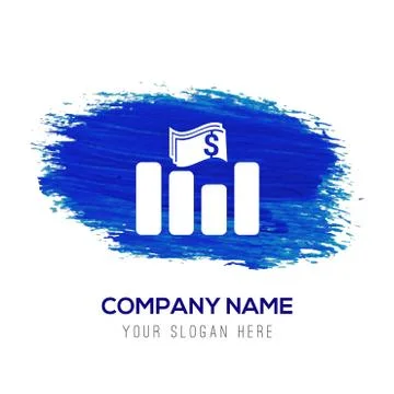 Progress Graph Icon - Blue watercolor background Stock Illustration