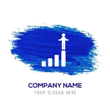 Progress graph icon - Blue watercolor background イラスト素材