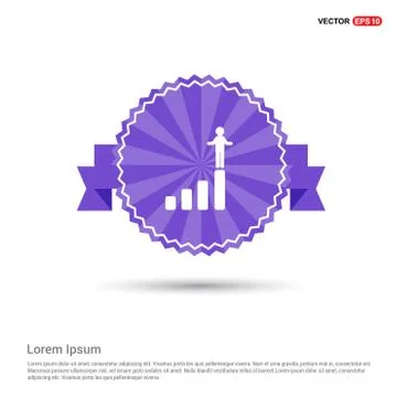 Progress graph icon - Purple Ribbon banner Stock Illustration
