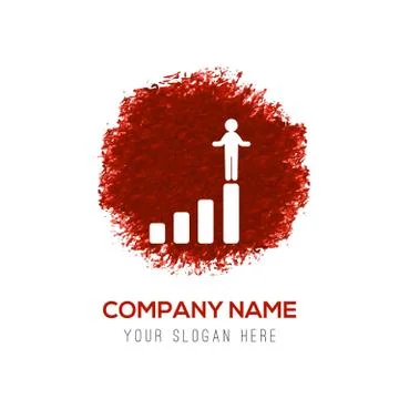 Progress graph icon - Red WaterColor Circle Splash Illustrazione stock