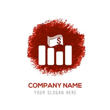 Progress Graph Icon - Red WaterColor Circle Splash Stock Illustration