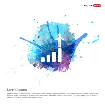 Progress graph icon - Watercolor Background Stock Illustration