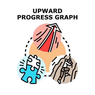 Progress graph showing problem solving and success climbing Stock Illustration