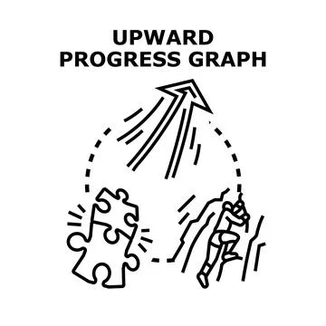 Progress graph showing problem solving and success climbing Stock Illustration