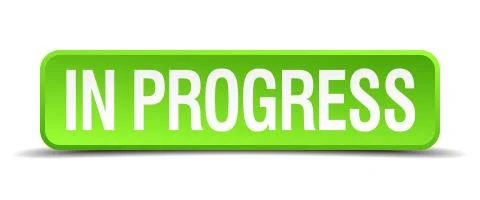 In progress green 3d realistic square isolated button Ilustración de archivo