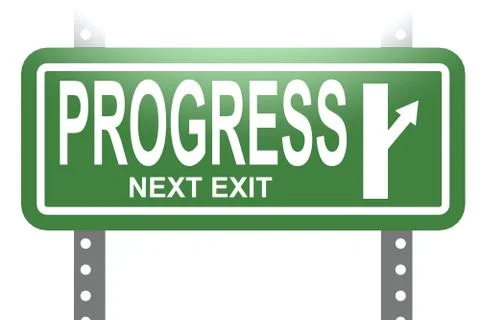 Progress green sign board isolated 스톡 일러스트