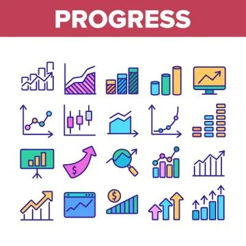 Progress Grow Graphs Collection Icons Set Vector イラスト素材