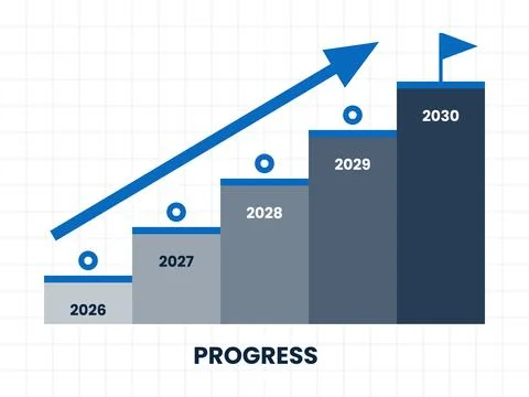 Progress Growth Bar Chart Template Stock Illustration
