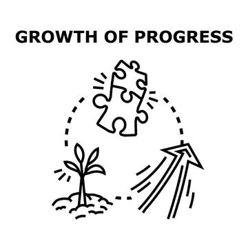 Progress growth concept connecting development and solution Stock Illustration