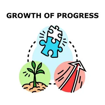 Progress growth concept connecting development and solution Illustration