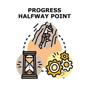 Progress halfway point reaching goal concept Stock Illustration