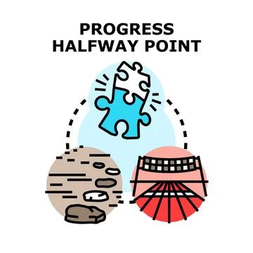 Progress halfway point reaching goal concept Stock Illustration