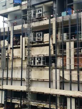 In Progress of High Rise Tower Building construction site. Bangkok in 3rd Sep Stock Photos