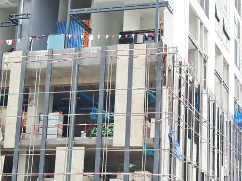 In Progress of High Rise Tower Building construction site. Bangkok in 3rd Sep Stock Photos