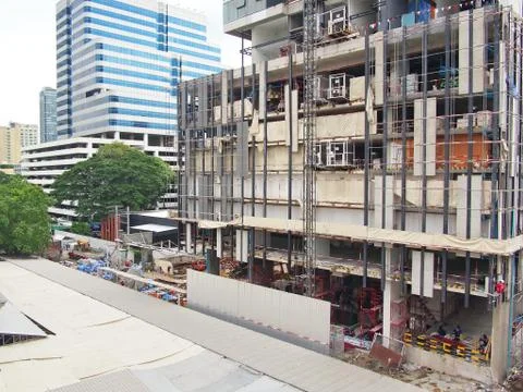 In Progress of High Rise Tower Building construction site. Bangkok in 3rd Sep Stock Photos