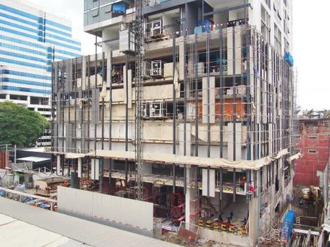 In Progress of High Rise Tower Building construction site. Bangkok in 3rd Sep Stock Photos