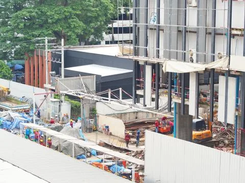 In Progress of High Rise Tower Building construction site. Bangkok in 3rd Sep Stock Photos