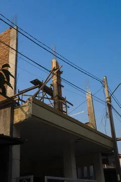 On progress house development with blue sky in the background Stock Photos