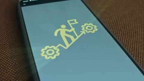 Progress icon, gear wheels and upward arrow, presentation Stock Footage 309563096