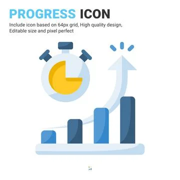 Progress icon vector with flat color style isolated on white background 스톡 일러스트