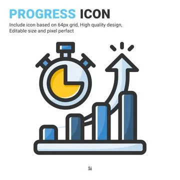 Progress icon vector with outline color style isolated on white background Stock Illustration