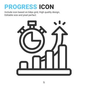 Progress icon vector with outline style isolated on white background Stock Illustration