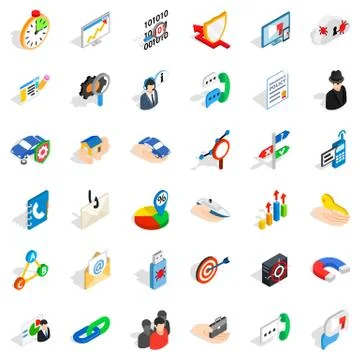 Progress icons set, isometric style Stock-Illustration