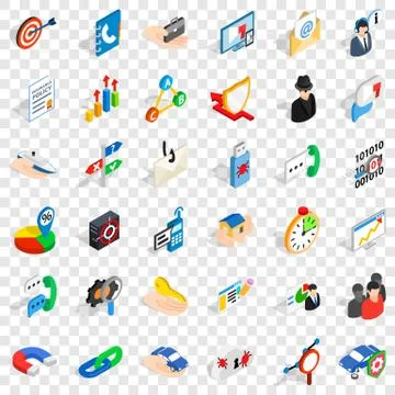 Progress icons set, isometric style Stock-Illustration