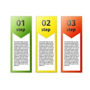 Progress icons for three steps Stock Illustration