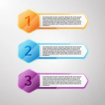 Progress icons for three steps Stock Illustration