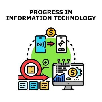 Progress in information technology development and data exchange 스톡 일러스트