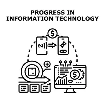 Progress in information technology development and data exchange 스톡 일러스트