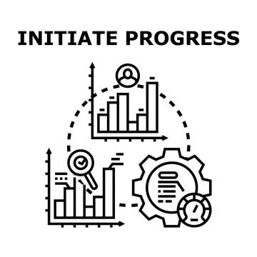 Progress initiation concept with data analysis and strategy Stock Illustration