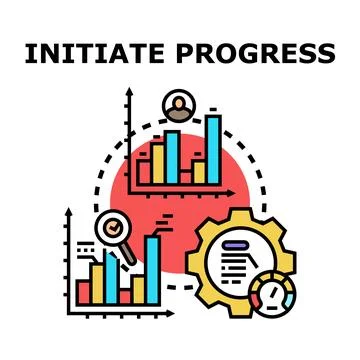 Progress initiation concept with data analysis and strategy Stock Illustration