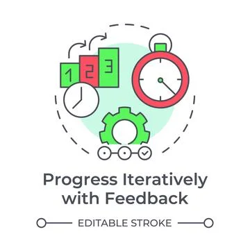 Progress iteratively with feedback multi color concept icon Illustrazione stock