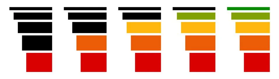 Progress, level indicators in sequence from low to high Stock Illustration