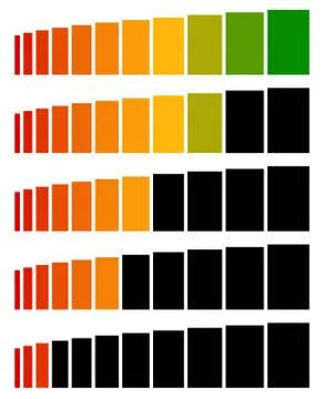 Progress, level indicators in sequence from low to high Stock Illustration