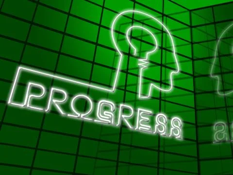 Progress Lightbulb Showing Betterment Headway 3d Illustration Ilustración de archivo