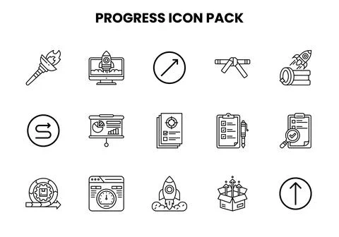 Progress Line Bundle Icons Pack Stock Illustration