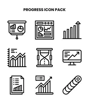 Progress Line Design Icons Pack Stock Illustration