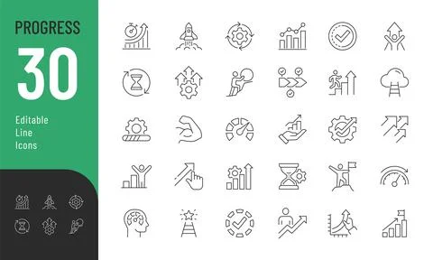 Progress Line Editable Icons set. Stock Illustration
