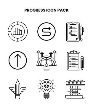 Progress Line Graphics Icons Pack Illustrazione stock