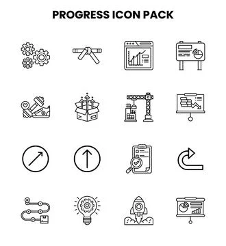 Progress Line Scalable Icons Pack Stock Illustration