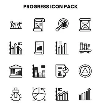 Progress Line Scalable Icons Pack 스톡 일러스트