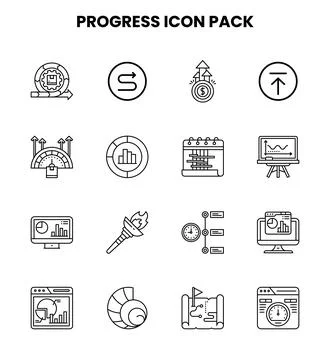 Progress Line Scalable Icons Pack Stock Illustration